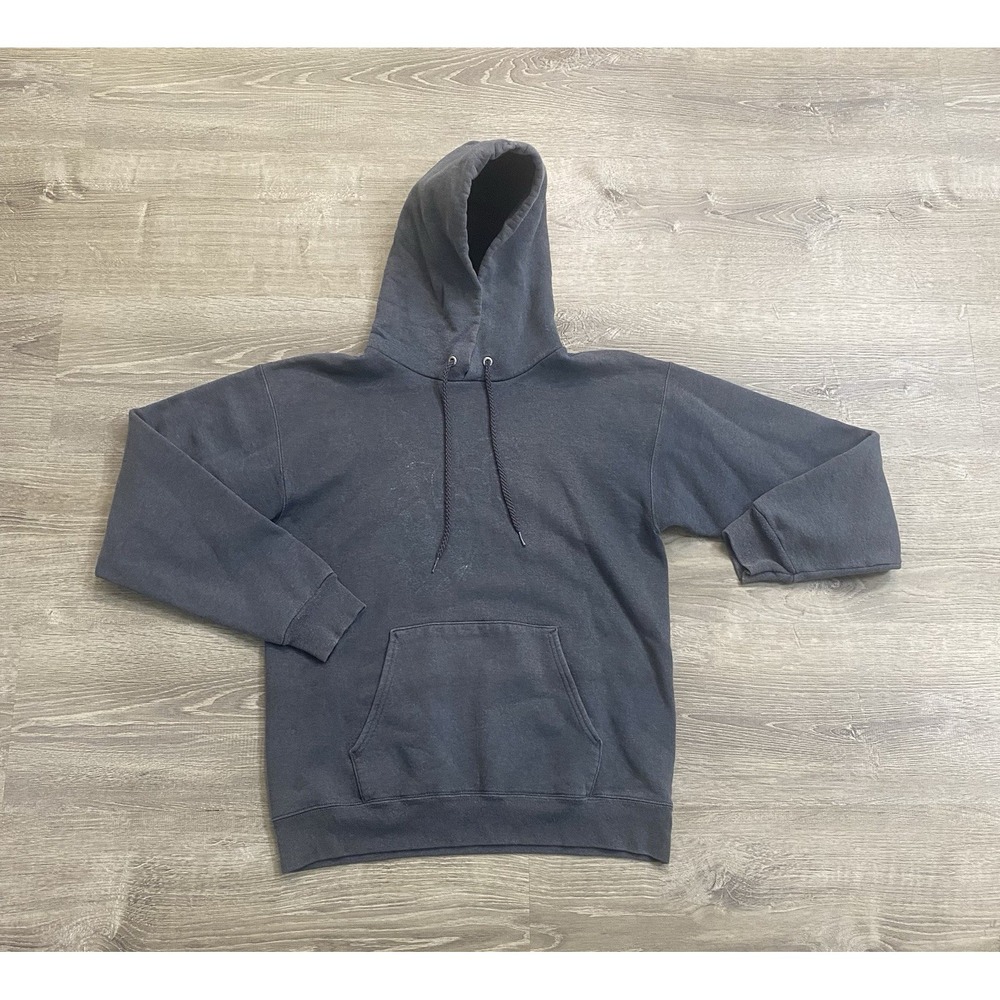 Vintage Hanes Ultimate Cotton Hoodie Mens Small Grey Blank Pullover Sweatshirt